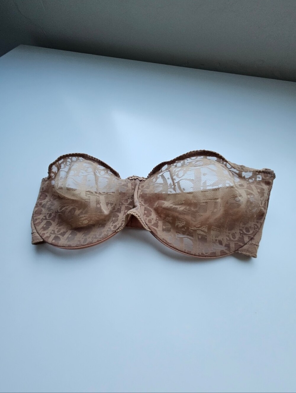 Christian Dior Vintage 90's Nude Strapless Logo Bra